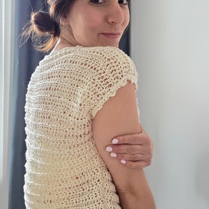 Kötött hatású horgol felső - ruha & divat - női ruha - póló, felső - Meska.hu