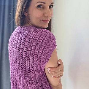 Horgolt lila felső - ruha & divat - női ruha - póló, felső - Meska.hu