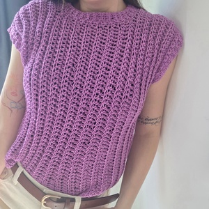 Horgolt lila felső - ruha & divat - női ruha - póló, felső - Meska.hu