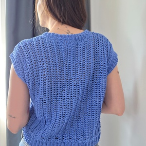 Horgolt organikus pamut felső - ruha & divat - női ruha - póló, felső - Meska.hu