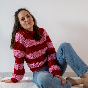 Horgolt csíkos pulóver, Ruha & Divat, Női ruha, Pulóver, Horgolás, MESKA