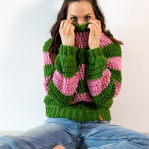 Horgolt csíkos pulóver, Ruha & Divat, Női ruha, Pulóver, Horgolás, MESKA