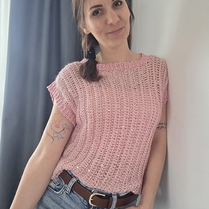 Csillogós különleges kézzel horgolt felső - ruha & divat - női ruha - top - Meska.hu