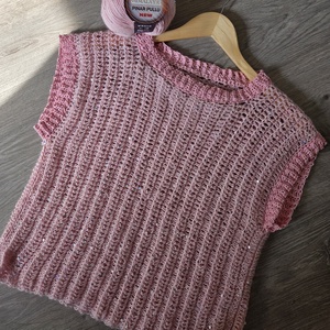 Csillogós különleges kézzel horgolt felső - ruha & divat - női ruha - top - Meska.hu