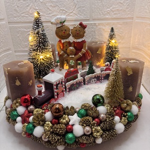 Világítós mézis adventi koszorú - karácsony - adventi díszek - adventi koszorú - Meska.hu