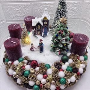 Világítós adventi koszorú - karácsony - adventi díszek - adventi asztaldísz - Meska.hu