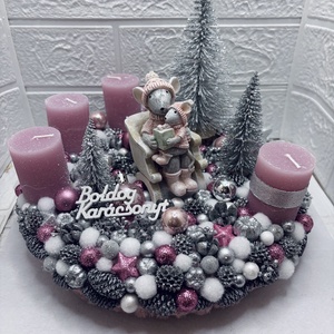 Világítós adventi koszorú, Karácsony, Adventi díszek, Adventi koszorú, Virágkötés, MESKA