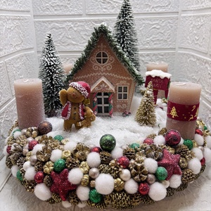 Világítós mézeskalácsos adventi koszorú - karácsony - adventi díszek - adventi koszorú - Meska.hu