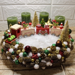 Vonatos adventi koszorú - karácsony - adventi díszek - adventi koszorú - Meska.hu