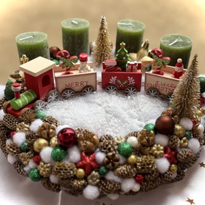 Vonatos adventi koszorú - Meska.hu