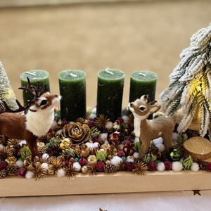 Erdei világítós adventi asztaldísz - Meska.hu
