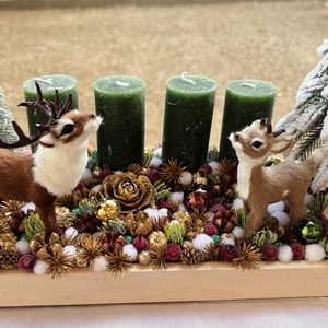 Erdei világítós adventi asztaldísz - karácsony - adventi díszek - adventi koszorú - Meska.hu
