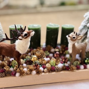Erdei világítós adventi asztaldísz - karácsony - adventi díszek - adventi koszorú - Meska.hu