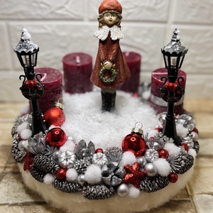 Világítós, kislányos adventi koszorú - karácsony - adventi díszek - adventi koszorú - Meska.hu