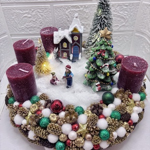 Világítós adventi koszorú - karácsony - adventi díszek - adventi asztaldísz - Meska.hu
