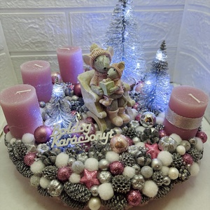 Világítós adventi koszorú, Karácsony, Adventi díszek, Adventi koszorú, Virágkötés, MESKA