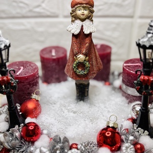 Világítós, kislányos adventi koszorú - karácsony - adventi díszek - adventi koszorú - Meska.hu