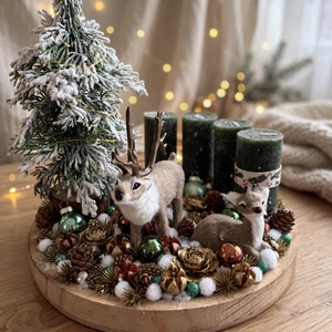 Világítós erdei adventi asztaldísz - karácsony - adventi díszek - adventi koszorú - Meska.hu