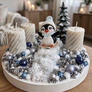 Pingvines adventi asztaldísz - Meska.hu