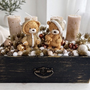 Macis adventi asztaldísz, Karácsony, Adventi díszek, Adventi asztaldísz, Virágkötés, MESKA