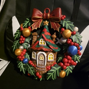 Mesebeli Karácsonyi Mézeskalácsházikó Ajtódísz - karácsony - adventi díszek - adventi ablakdekoráció - Meska.hu