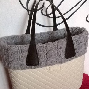 Kézzel kötött szürke gallér Obag classic táskára  -  - Meska.hu