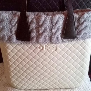 Kézzel kötött szürke gallér Obag classic táskára  -  - Meska.hu