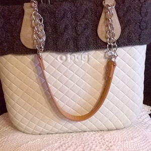 Kézzel kötött sötétszürke gallér Obag mini táskára -  - Meska.hu