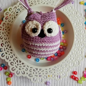 Bagoly Lilla- horgolt bagoly kulcstartó - táska & tok - kulcstartó & táskadísz - kulcstartó - Meska.hu