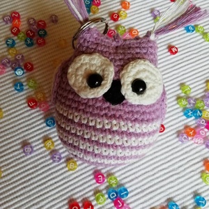 Bagoly Lilla- horgolt bagoly kulcstartó - táska & tok - kulcstartó & táskadísz - kulcstartó - Meska.hu