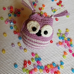 Bagoly Lilla- horgolt bagoly kulcstartó - táska & tok - kulcstartó & táskadísz - kulcstartó - Meska.hu