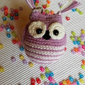 Bagoly Lilla- horgolt bagoly kulcstartó - táska & tok - kulcstartó & táskadísz - kulcstartó - Meska.hu