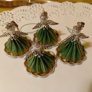 Karácsonyi angyalkák - kávékapszulából  - karácsony - karácsonyi lakásdekoráció - karácsonyi lakásdíszek - Meska.hu