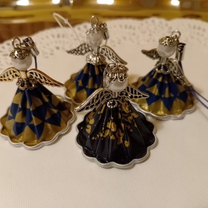 Karácsonyi angyalkák - kávékapszulából  - karácsony - karácsonyi lakásdekoráció - karácsonyi lakásdíszek - Meska.hu