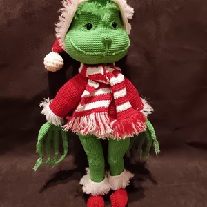 Horgolt Grinch Figura Levehető Ruhával és Kiegészítőkkel - karácsony - karácsonyi ajándékozás - karácsonyi ajándékcsomagolás - Meska.hu