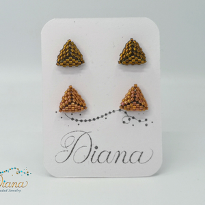 Ear candy fülbevaló szett - Csokoládé és bronz, Ékszer, Fülbevaló, Pötty fülbevaló, Ékszerkészítés, Gyöngyfűzés, gyöngyhímzés, Meska
