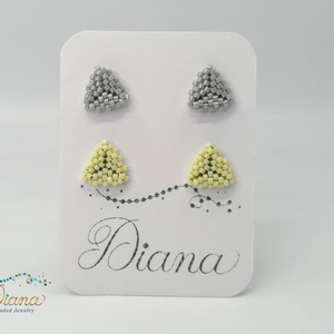 Ear candy fülbevaló szett - Szürke és sárga - ékszer - fülbevaló - pötty fülbevaló - Meska.hu Ear candy fülbevaló szett - Szürke és sárga - ékszer - fülbevaló - pötty fülbevaló - Meska.hu