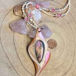 Labradorit ásványnyaklánc - ékszer - nyaklánc - medálos nyaklánc - Meska.hu