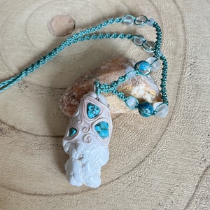 Nyers MAGNEZIT medál TÜRKINITTEL kirakva - ékszer - nyaklánc - medálos nyaklánc - Meska.hu