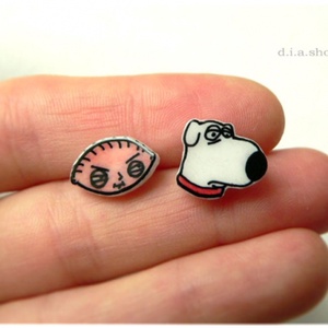 Family Guy - Stewie és Brian Griffin - bedugós fülbevaló, zsugorkából - Meska.hu