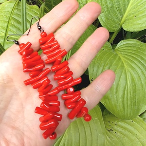Korall (süthető gyurma) fülbevaló - ékszer - fülbevaló - rojtos fülbevaló - Meska.hu