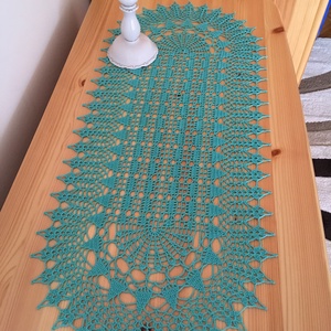 Türkiz horgolt terítő - Meska.hu