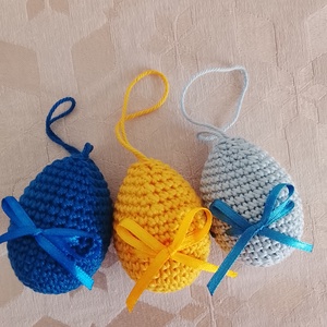 Horgolt toj�skészlet, Ünnepi díszek, dekorációk, Húsvéti díszek és dekorációk, Húsvéti tojásfadíszek, , MESKA