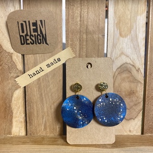 Solaris - kézzel festett  galaxis fa fülbevaló, kör alakú, nagy - ékszer - fülbevaló - lógós kerek fülbevaló - Meska.hu