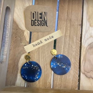 Solaris - kézzel festett  galaxis fa fülbevaló, kör alakú, nagy - ékszer - fülbevaló - lógós kerek fülbevaló - Meska.hu