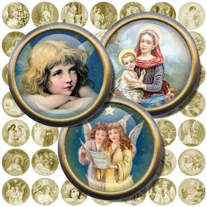 Angyalok és szentek - karácsonyi képkollázs - kellékek & szerszámok - gyöngyfűzés kellékek - Meska.hu