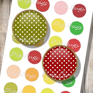 Pöttyös körök - Papír alap ékszerkészítéshez  - kellékek & szerszámok - gyöngyfűzés kellékek - üveglencse - Meska.hu