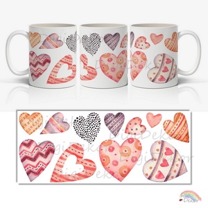 Mintás-szíves bögre szerelmeseknek. Gyönyörű ajándék bögre Valentin-napra, évfordulóra, karácsonyra. Bögre nőknek. - otthon & életmód - konyhafelszerelés, tálalás - tálalás - bögre & csésze - Meska.hu