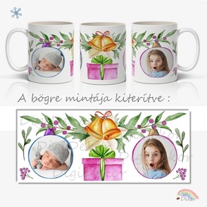 Fényképes karácsonyi bögre hangulatos, ünnepi grafikákkal, két fotóval. Csodaszép, egyedi karácsonyi ajándék bögre. - Meska.hu