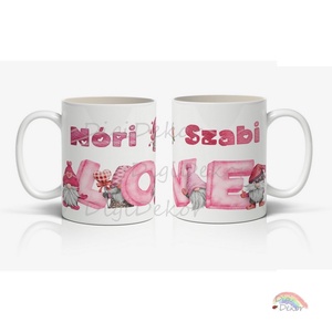 Romantikus, manós bögre LOVE felirattal, névre szólóan szerelmeseknek. Valentin-napi ajándék bögre. - otthon & életmód - konyhafelszerelés, tálalás - tálalás - bögre & csésze - Meska.hu